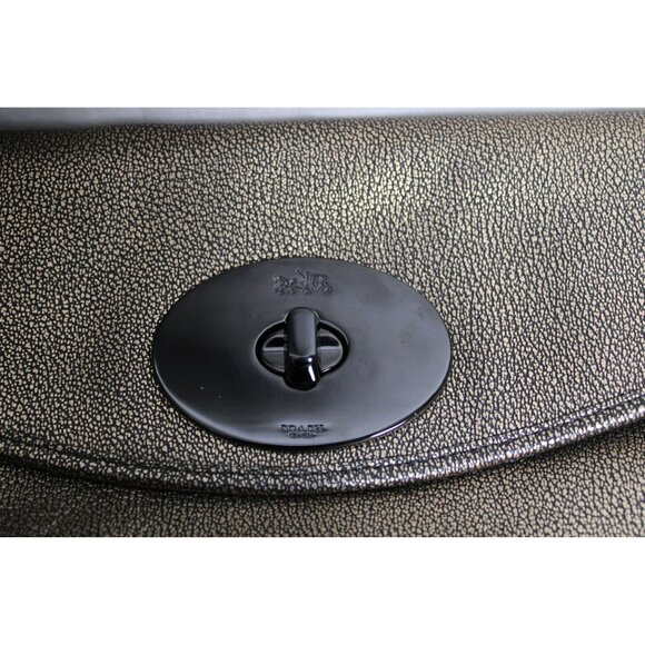 Beautiful Gold Coach Bag With Black Accents And Chain Shoulder Strap - Picture 5 of 5